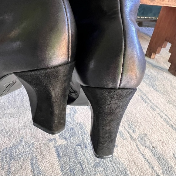 Aerosoles Comfort Button Black Leather Square Toe High Heel Side Zip Boots 8.5 - Picture 8 of 13